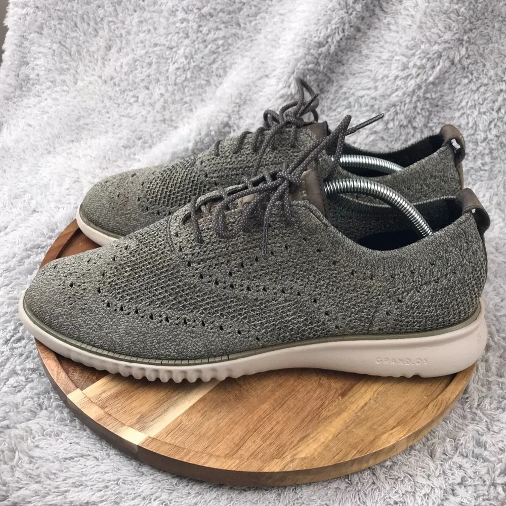 Cole Haan OriginalGrand Stitchlite Wingtip Oxfrord Mens 11M Gray Knit‎ Sneakers